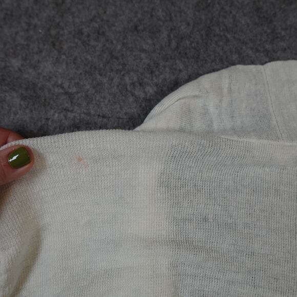Eileen Fisher Cardigan Womens Large Linen Blend Open Knit Waterfall Beachy White - Picture 5 of 10